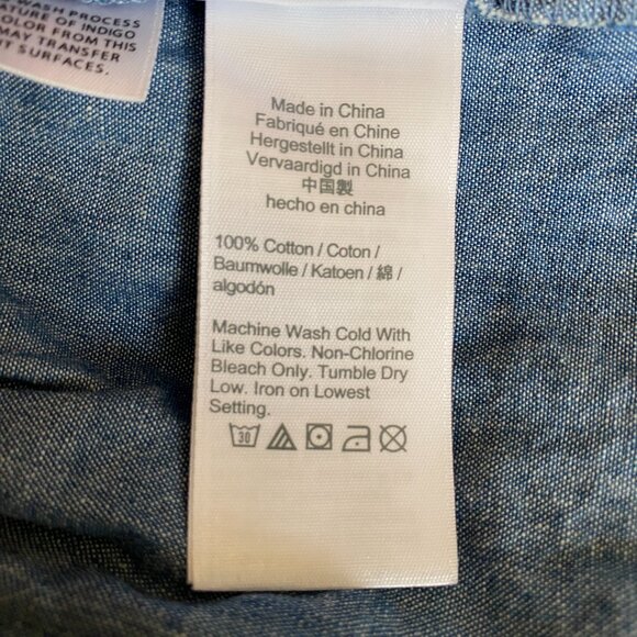 J Crew Chambray Puff Sleeve Smocked Shirt Sz M Square Neck Peplum Preppy Coast - Picture 10 of 12